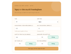 Công cụ ước tính nguy cơ tim mạch Framingham từ phòng khám sp79